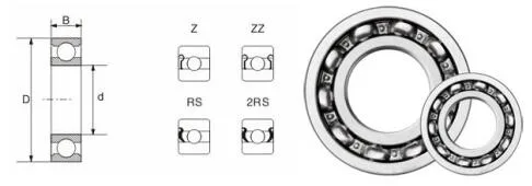 6004 2z bearing 6004 or Deep Groove Ball Bearing Use on Motorcycle Parts